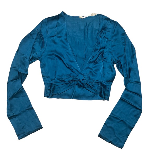 Free People Front Twist Satin Crop Top - Picture 5 of 11